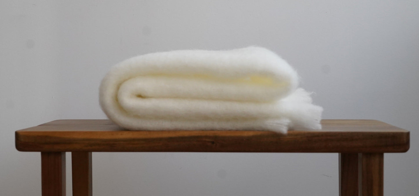 Mohair White Baby Blanket